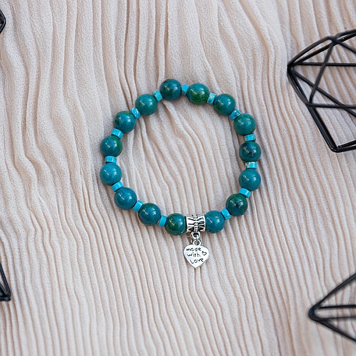 Clarissa, bratara handmade femei din pietre semipretioase Pheonix Stone cu charm inimioara Made with Love [6]