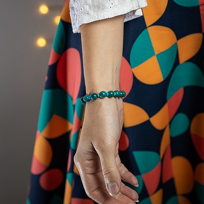 Clarissa, bratara handmade femei din pietre semipretioase Pheonix Stone cu charm inimioara Made with Love [3]