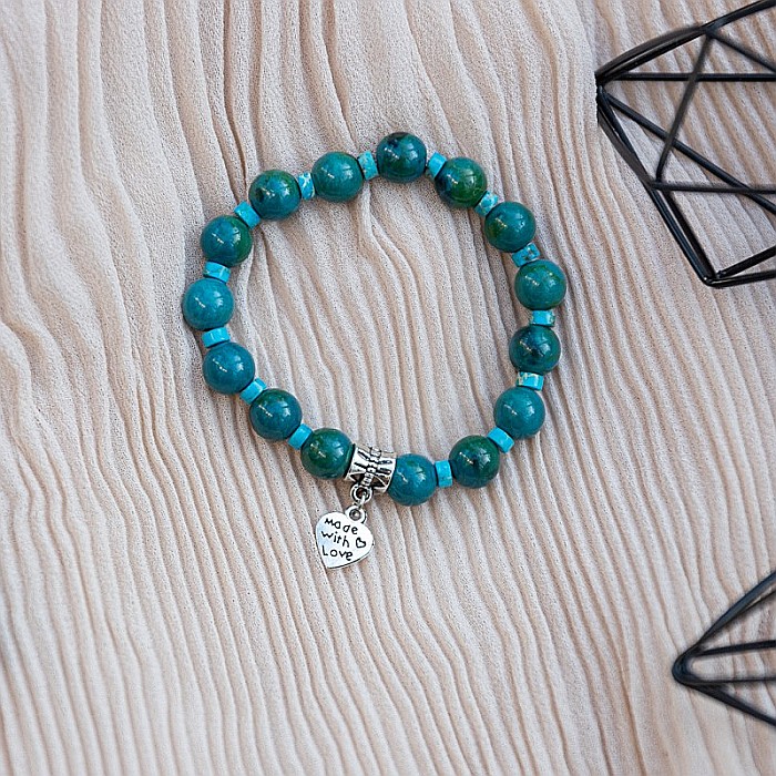 Clarissa, bratara handmade femei din pietre semipretioase Pheonix Stone cu charm inimioara Made with Love [4]