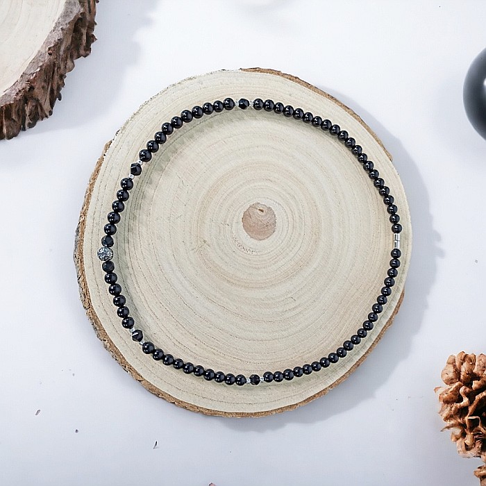 Colier barbati Alfred din margele de onix si accesorii din inox cu inchidere magnetica [5]