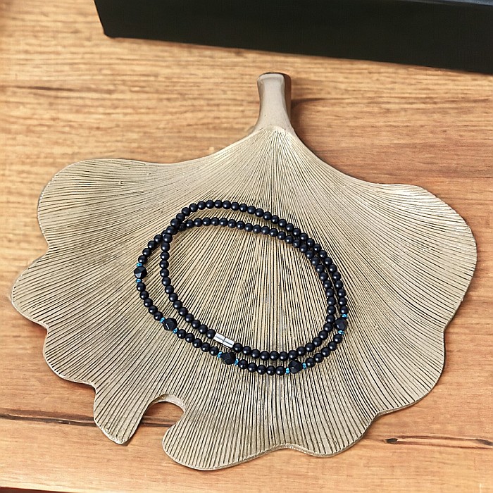 Colier barbati Eran din margele de Onix mat si hematit cu inchidere magnetica [7]