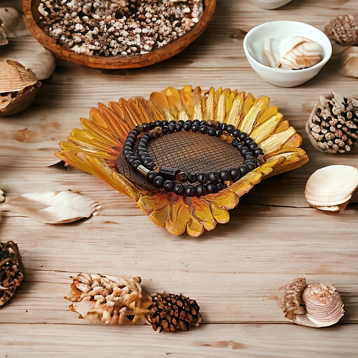 Colier barbati Yuri din margele de agat, ochi de tigru si Turmalina cu inchidere magnetica [5]