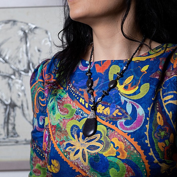 Colier Boho Negru, choker piatra naturala vopsita Naira [1]