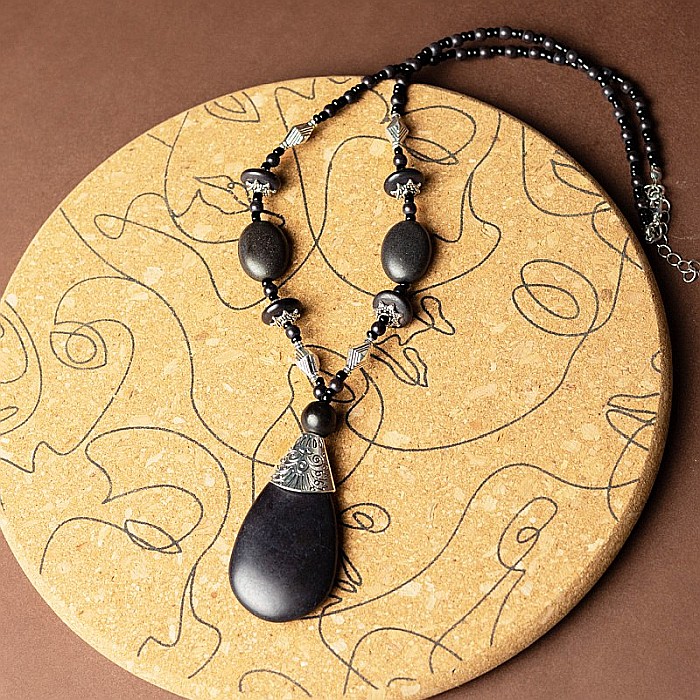 Colier Boho Negru, choker piatra naturala vopsita Naira [4]