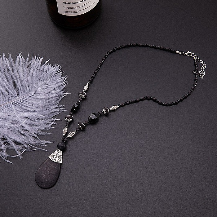 Colier Boho Negru, choker piatra naturala vopsita Naira [3]