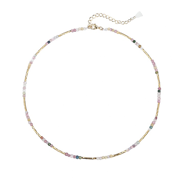 Colier Boho Turmalina curcubeu multicolora Adelin, placat cu aur [3]