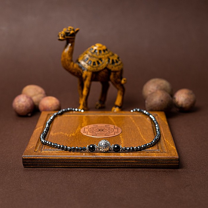 Colier Choker Asha din pietre naturale de Hematit Magnetic cu Titan, inchidere si accesorii din argint [3]