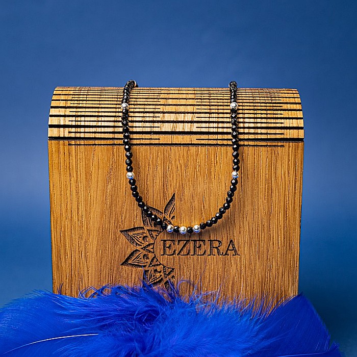 Colier choker Blake din pietre semipretioase de Spinel negre, cu accesorii si sistem de inchidere din argint 925 [7]