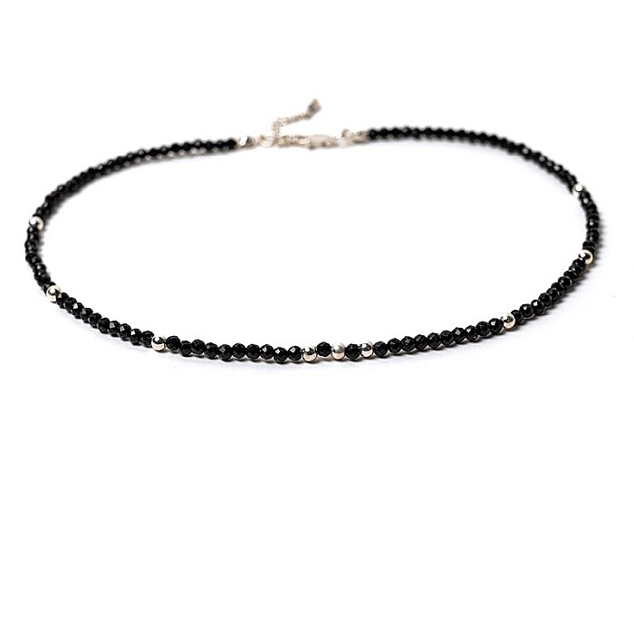 Colier choker Blake din pietre semipretioase de Spinel negre, cu accesorii si sistem de inchidere din argint 925 [11]