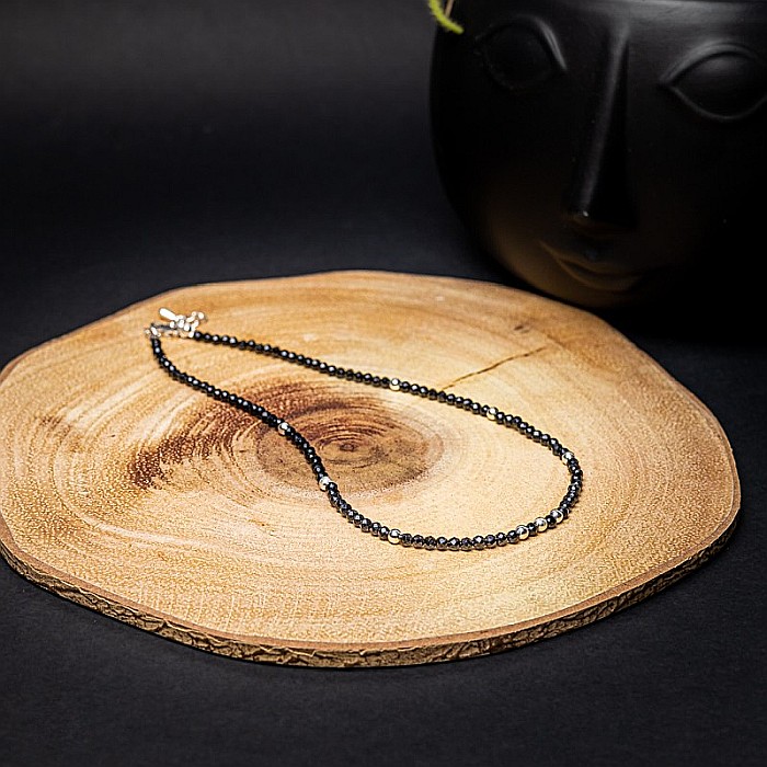 Colier choker Blake din pietre semipretioase de Spinel negre, cu accesorii si sistem de inchidere din argint 925 [6]