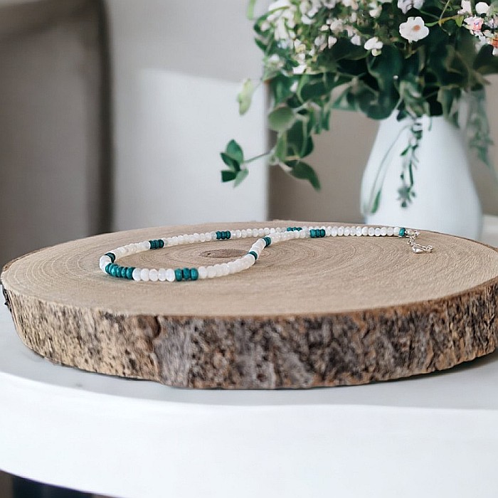 Colier choker Casandra din margele Mother of Pearls si Turcoaz Reconstituit, cu inchidere din argint [5]