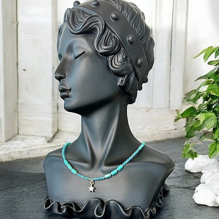 Colier choker din cristale de apatit Colin, cu charm stea din zircon, cupru placat cu aur [1]