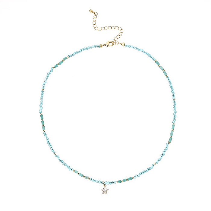 Colier choker din cristale de apatit Colin, cu charm stea din zircon, cupru placat cu aur [10]