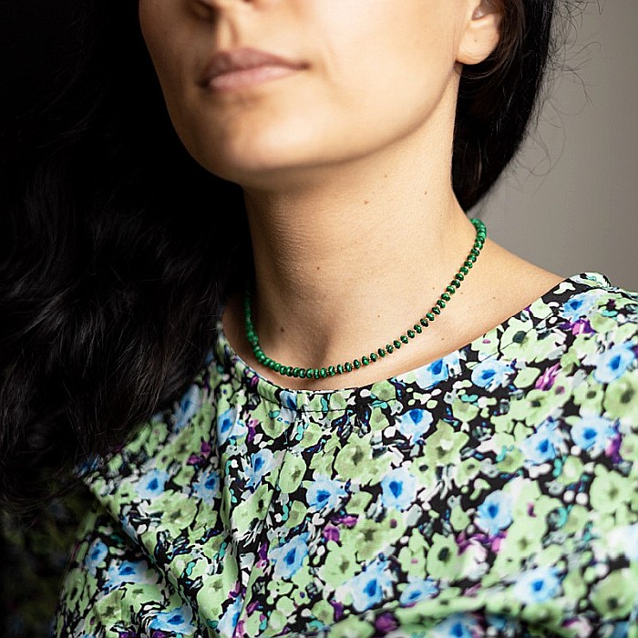 Colier choker din Malachit sintetic, Kamia cu inchizatoare din cupru, placat cu aur de 18K [9]