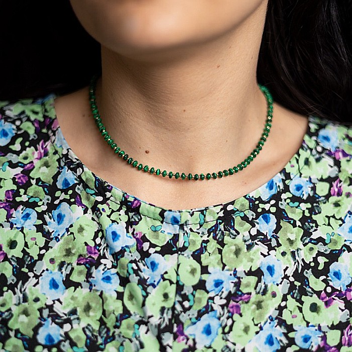 Colier choker din Malachit sintetic, Kamia cu inchizatoare din cupru, placat cu aur de 18K [4]