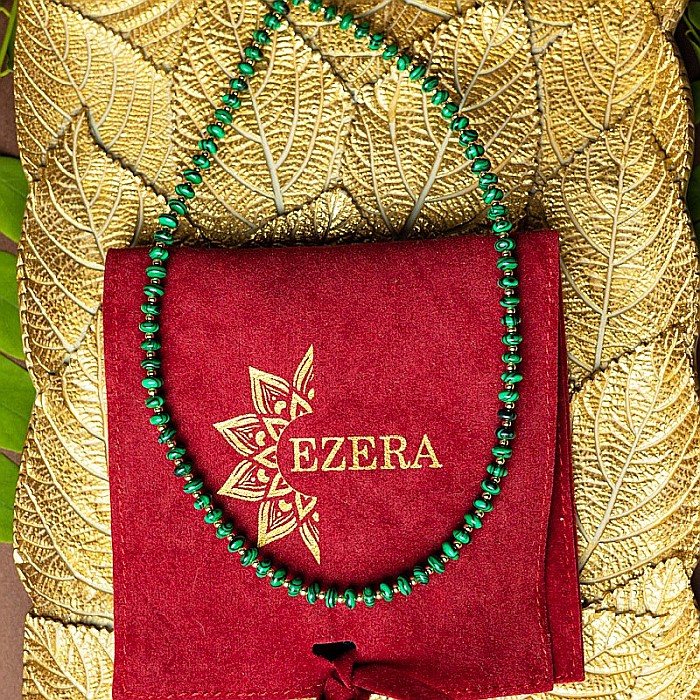 Colier choker din Malachit sintetic, Kamia cu inchizatoare din cupru, placat cu aur de 18K [5]