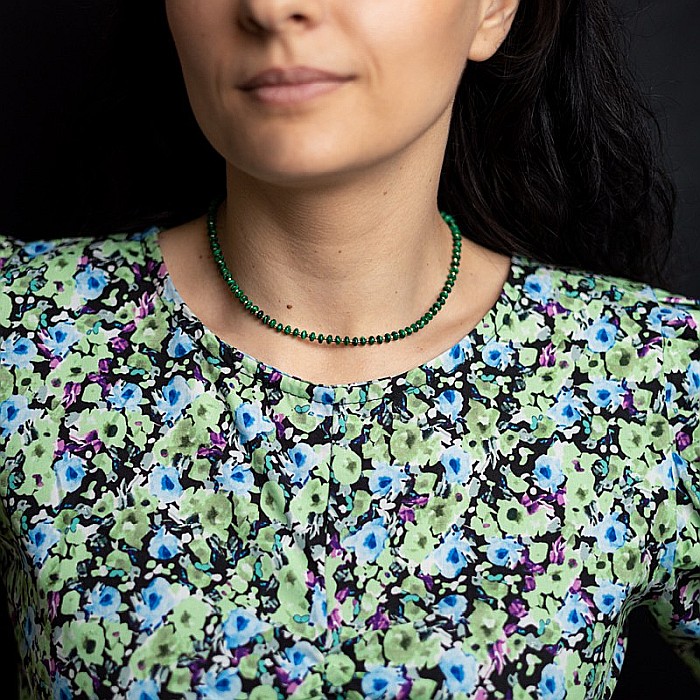 Colier choker din Malachit sintetic, Kamia cu inchizatoare din cupru, placat cu aur de 18K [1]