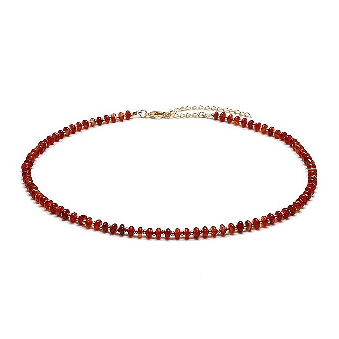 Colier choker din pietre semipretioase Carneol (eng.Carnelian), Kamia cu inchizatoare din cupru, placat cu aur de 18K [7]