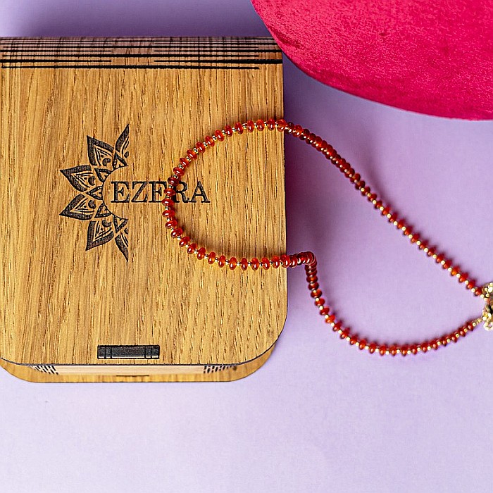 Colier choker din pietre semipretioase Carneol (eng.Carnelian), Kamia cu inchizatoare din cupru, placat cu aur de 18K [6]