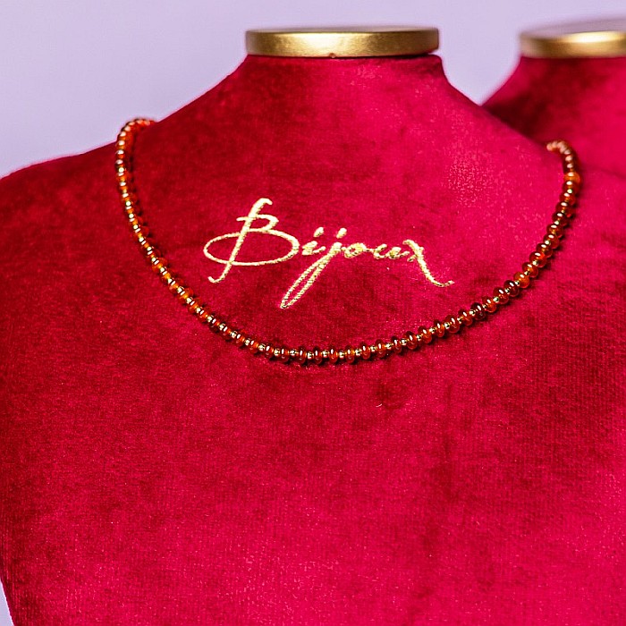 Colier choker din pietre semipretioase Carneol (eng.Carnelian), Kamia cu inchizatoare din cupru, placat cu aur de 18K [5]