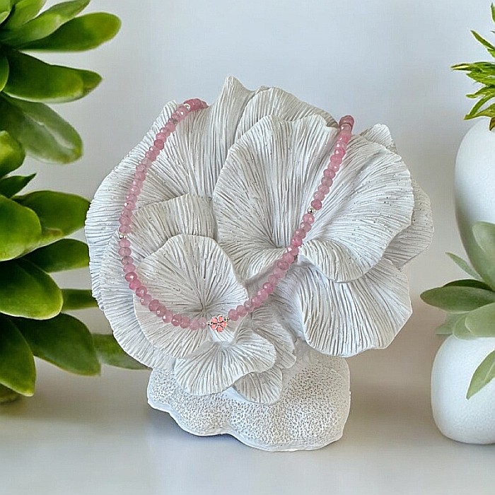 Colier choker elegant Anita din cristale de Jad Roz si accesorii din argint 925 [4]