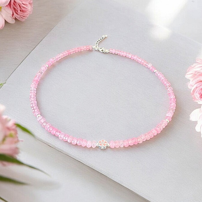 Colier choker elegant Anita din cristale de Jad Roz si accesorii din argint 925 [5]