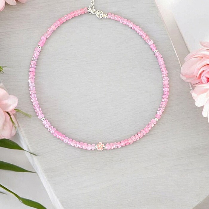 Colier choker elegant Anita din cristale de Jad Roz si accesorii din argint 925 [2]