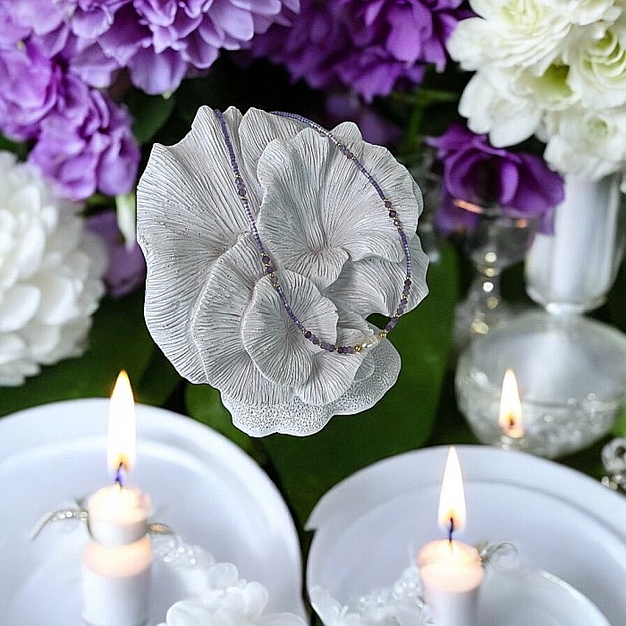 Colier choker Elina din margele Miyuki mov cu cristale de Ametist si argint placat cu aur 925 [5]