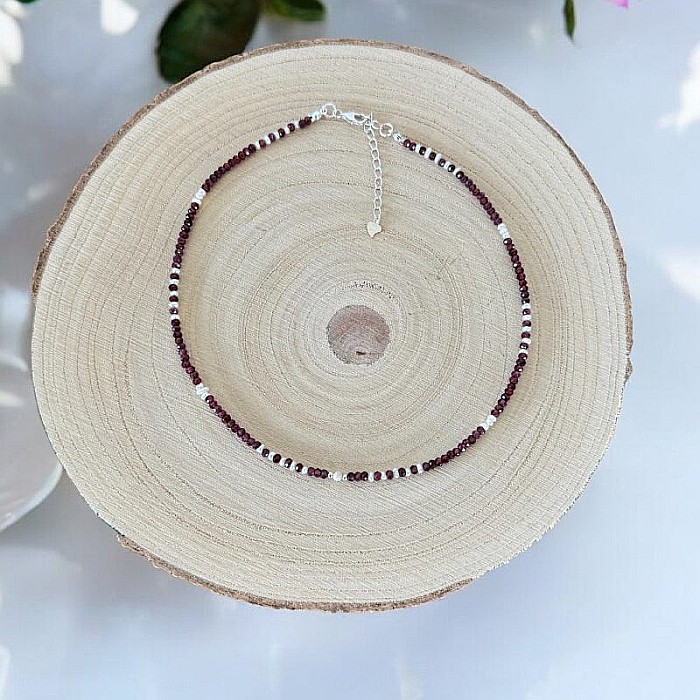 Colier choker Ella din cristale de Granat si Perle de Cultura cu argint 925 [6]