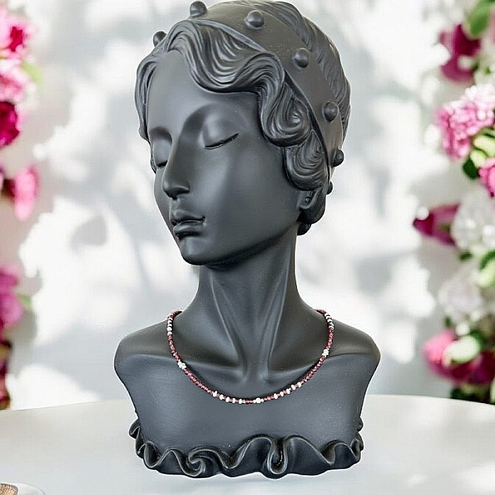 Colier choker Ella din cristale de Granat si Perle de Cultura cu argint 925 [1]