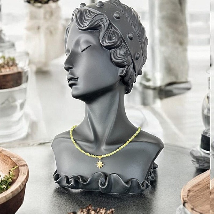 Colier choker femei Coronis din cristale de Peridot si argint placat cu aur [4]