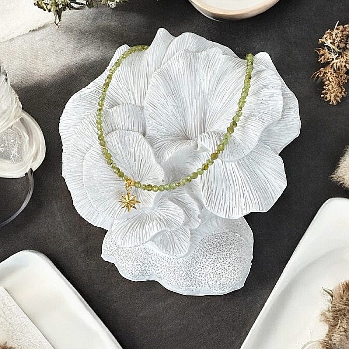 Colier choker femei Coronis din cristale de Peridot si argint placat cu aur [3]