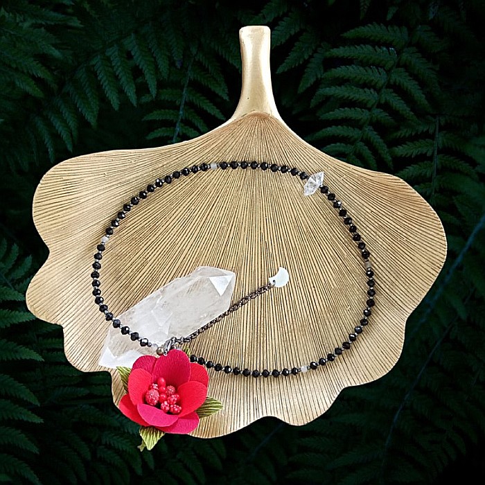 Colier Choker Hrida cu pietre semipretioase de Onix, Labradorit si diamant Herkimer [13]