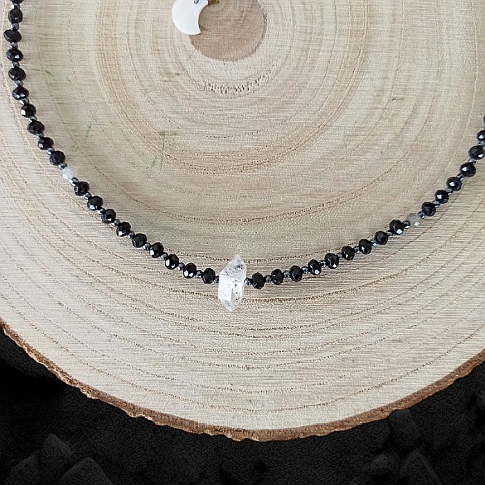 Colier Choker Hrida cu pietre semipretioase de Onix, Labradorit si diamant Herkimer [11]