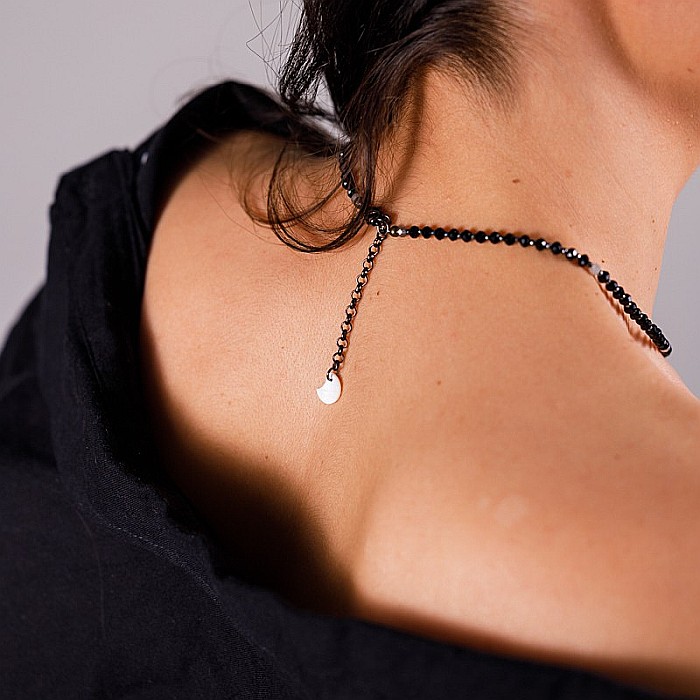 Colier Choker Hrida cu pietre semipretioase de Onix, Labradorit si diamant Herkimer [21]