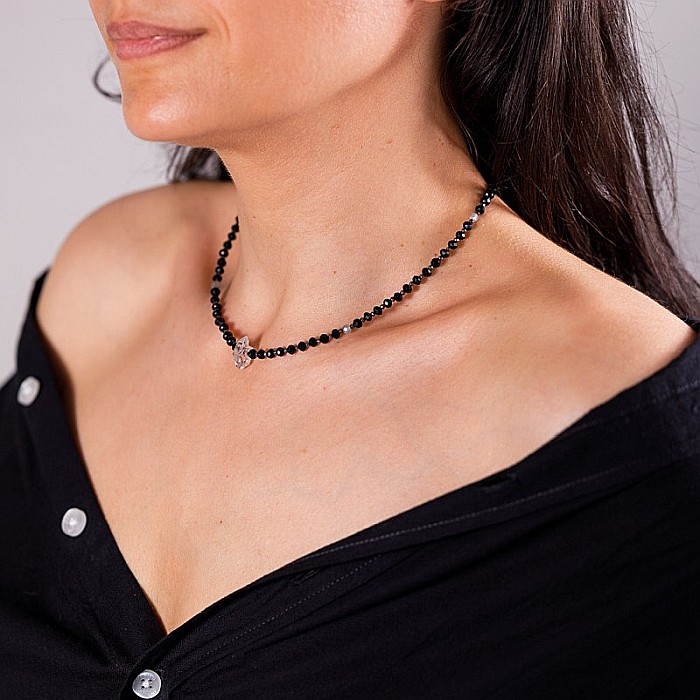 Colier Choker Hrida cu pietre semipretioase de Onix, Labradorit si diamant Herkimer [16]