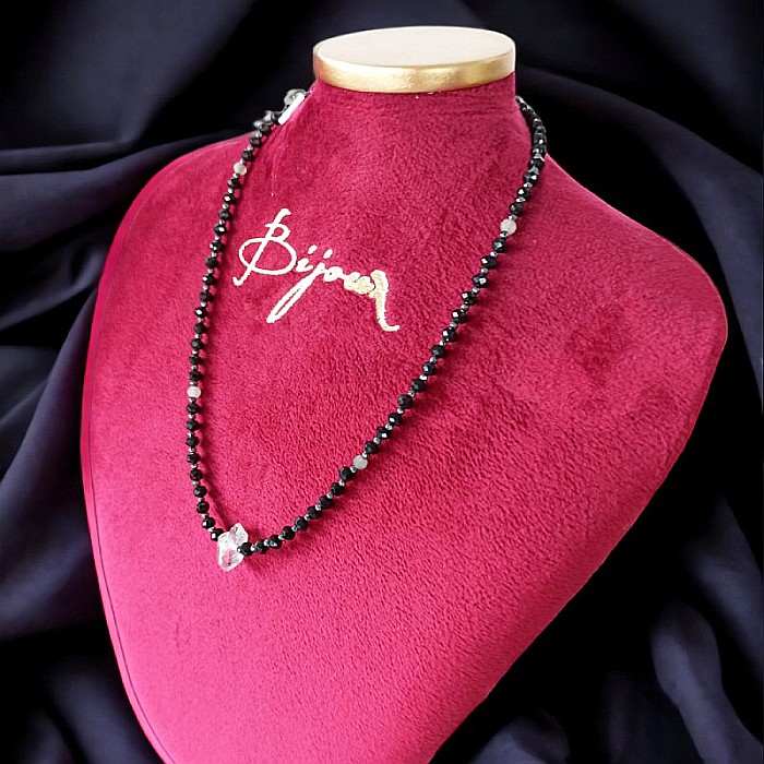 Colier Choker Hrida cu pietre semipretioase de Onix, Labradorit si diamant Herkimer [4]