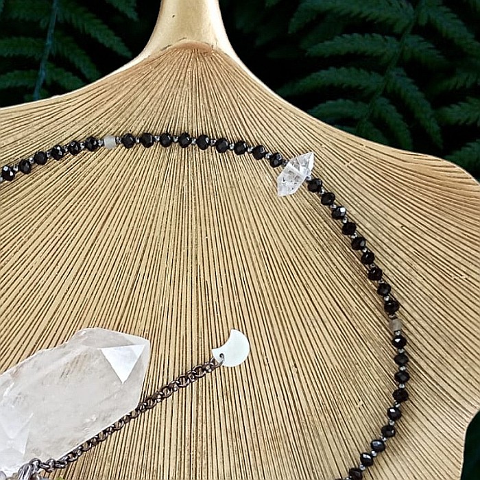 Colier Choker Hrida cu pietre semipretioase de Onix, Labradorit si diamant Herkimer [12]