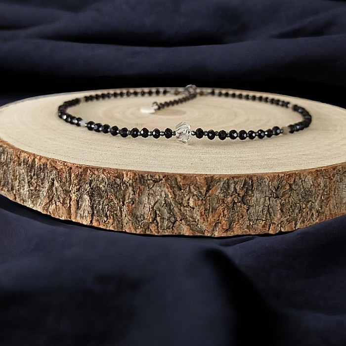 Colier Choker Hrida cu pietre semipretioase de Onix, Labradorit si diamant Herkimer [7]