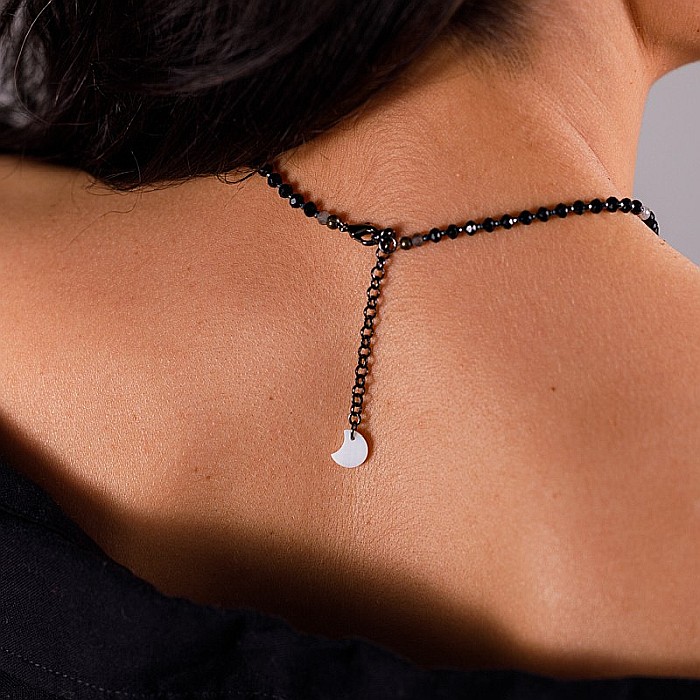 Colier Choker Hrida cu pietre semipretioase de Onix, Labradorit si diamant Herkimer [2]