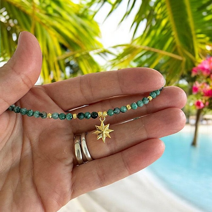 Colier choker Labradorit Celia cu accesorii din argint placat cu aur [3]