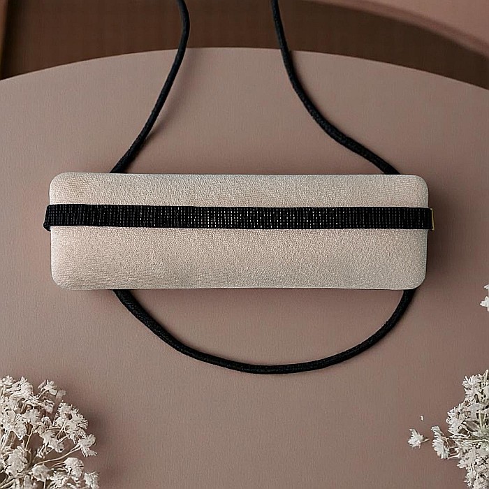 Colier choker lat elegant handmade Elian din margele Miyuki negru cu maro metalizat [10]