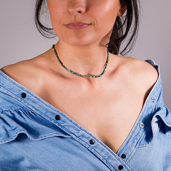 Colier choker Minis pietre semipretioase turcoaz african [10]