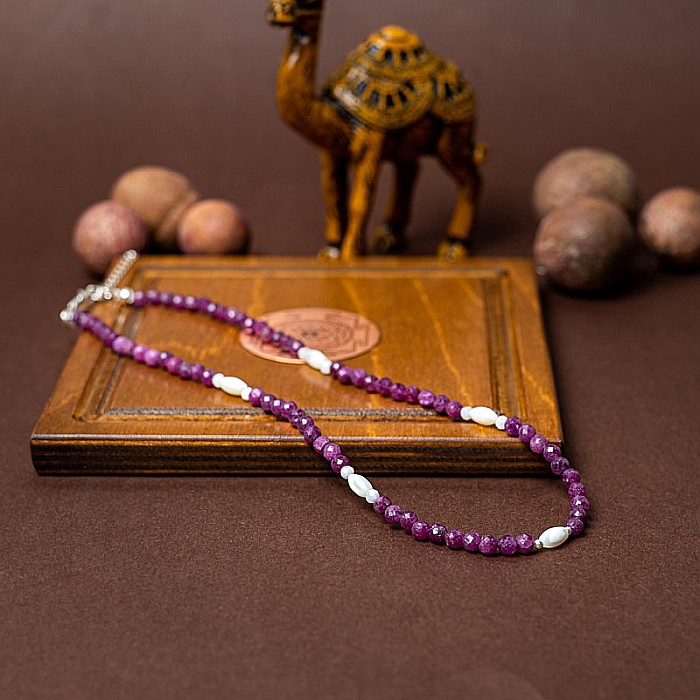Colier Choker Naveen din pietre naturale de Rubin cu sistem de inchidere din argint 925 [5]