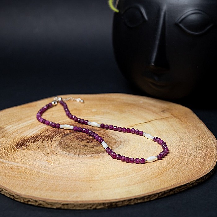 Colier Choker Naveen din pietre naturale de Rubin cu sistem de inchidere din argint 925 [7]