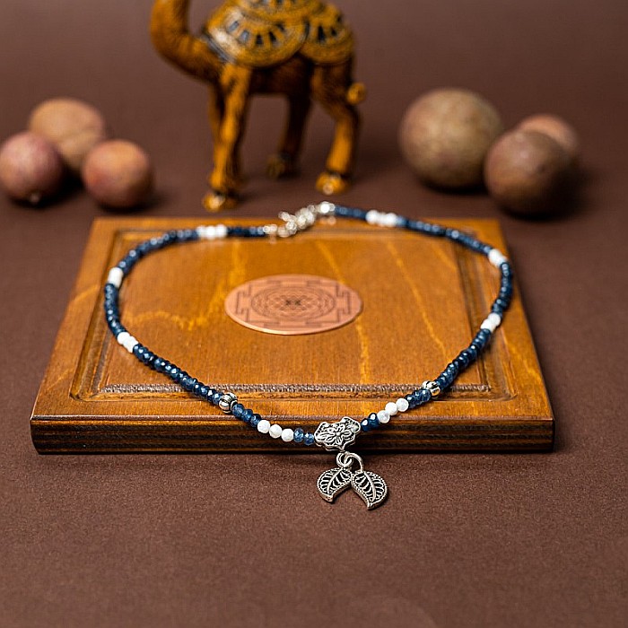 Colier Choker Ravindra din pietre naturale de Safir cu accesorii si sistem de inchidere din argint 925 [3]