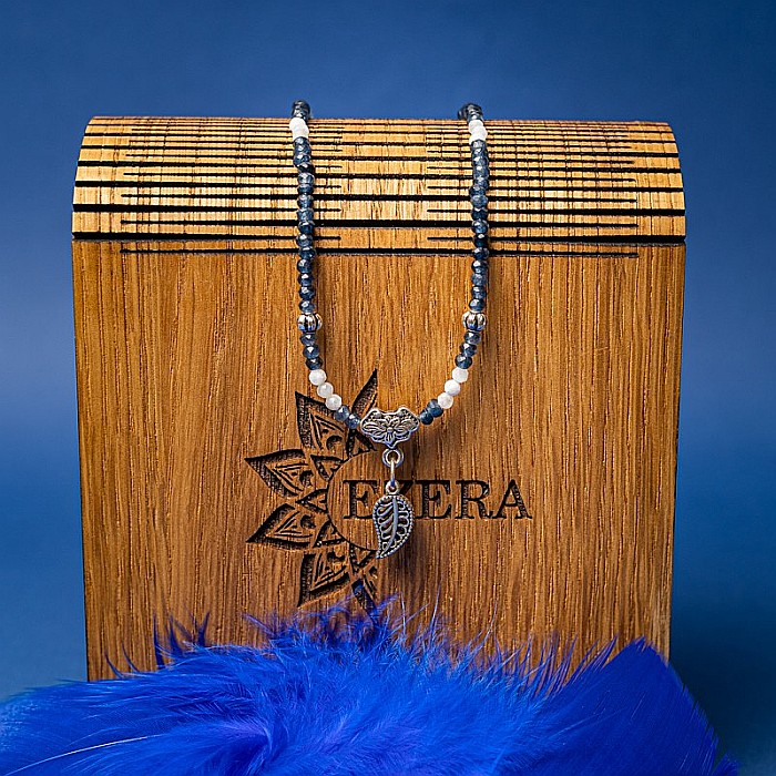 Colier Choker Ravindra din pietre naturale de Safir cu accesorii si sistem de inchidere din argint 925 [9]