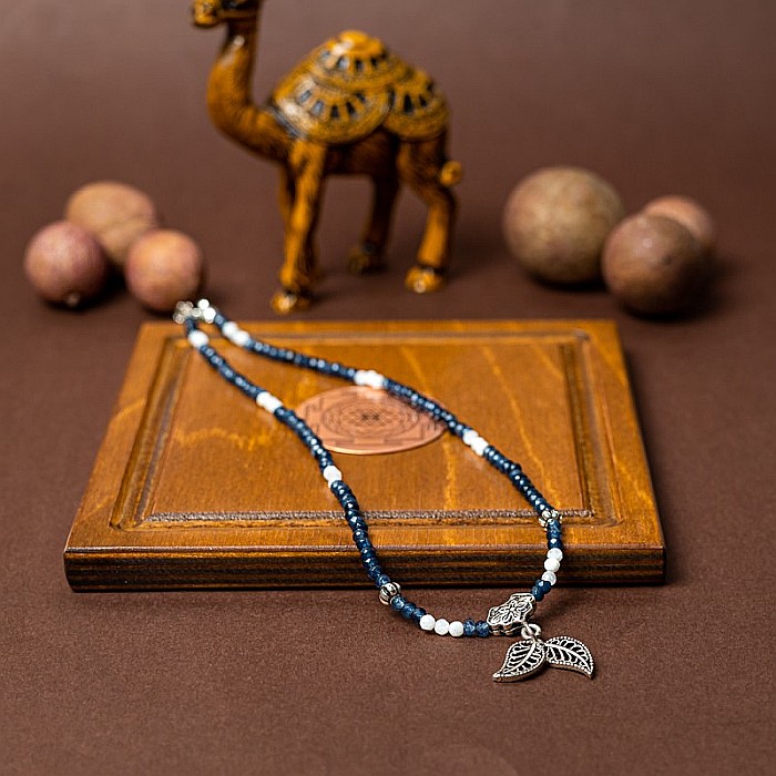 Colier Choker Ravindra din pietre naturale de Safir cu accesorii si sistem de inchidere din argint 925 [4]