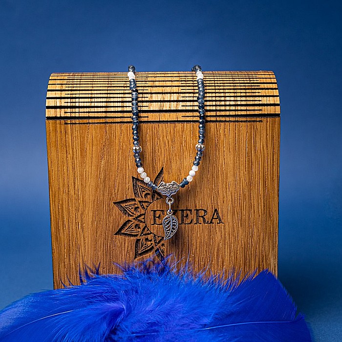 Colier Choker Ravindra din pietre naturale de Safir cu accesorii si sistem de inchidere din argint 925 [8]