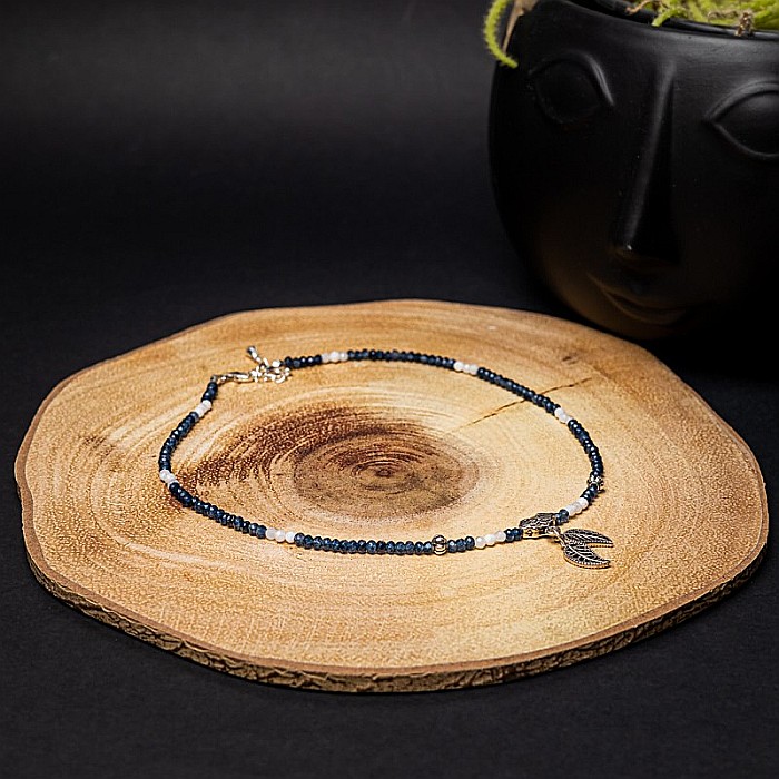 Colier Choker Ravindra din pietre naturale de Safir cu accesorii si sistem de inchidere din argint 925 [7]